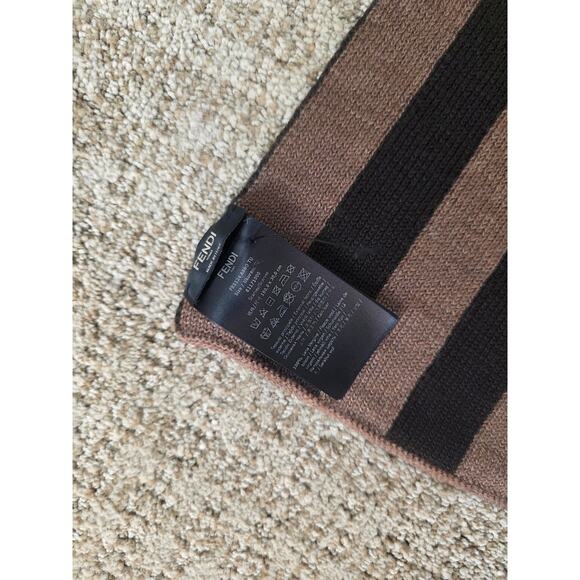 Fendi yellow brown FF Logo Printed Wool reversible scarf - Picture 10 of 10
